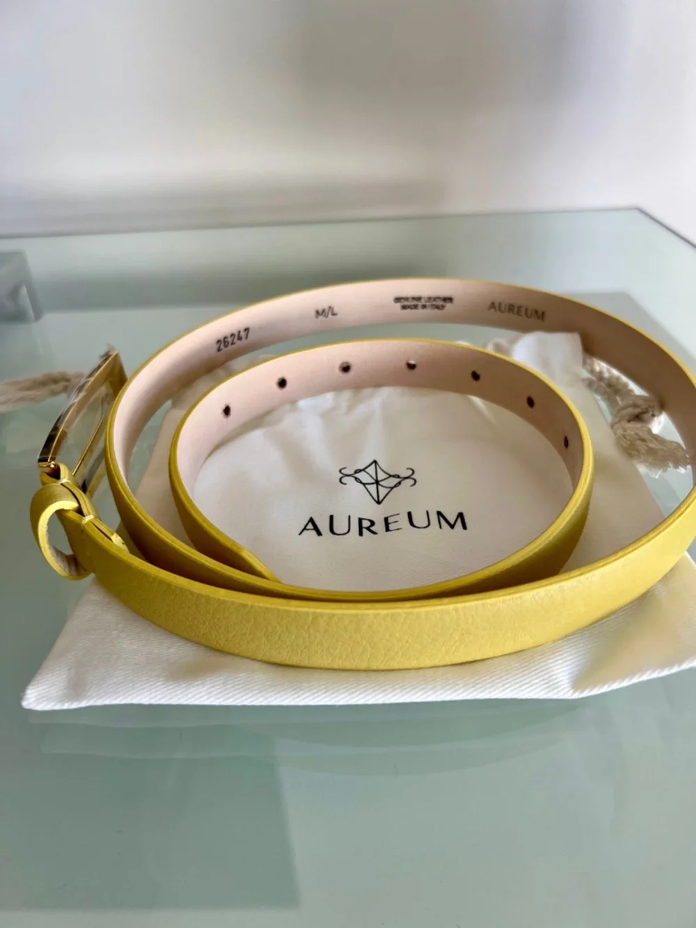 AUREUM Canary Yellow Mini No.10 Belt Leather Belt